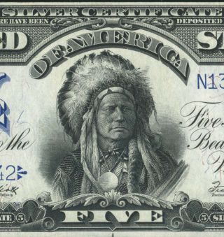 Fr.  280m $5 1899 Silver Certificate (indian Chief) Pmg Ms63 Epq