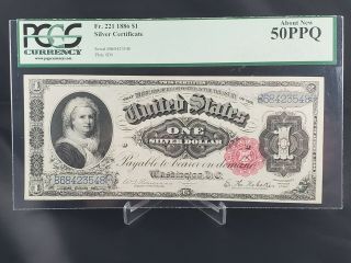Series 1886 $1 Silver Certificate " Martha " Large Size Note Fr221 Pcgs 50ppq
