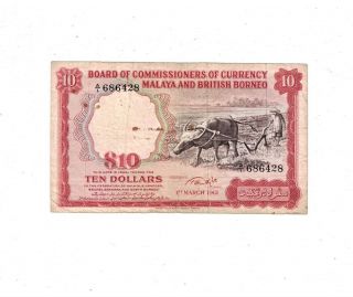 1961 Malaya & British Borneo 10 Dollar Pb2