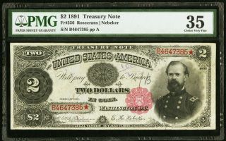 1891 $2 Fr.  356 Treasury Note Pmg Choice Very Fine 35.