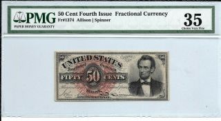Fr 1374 50 Cents Fractional Currency Fourth Issue Pmg 35