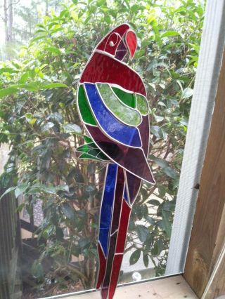 Vintage Stained Glass Parrot - Three Dimensional And In.