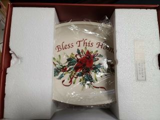 LENOX For The Holidays Red Cardinal Bird Winter Greetings Bless This Home Tray 2