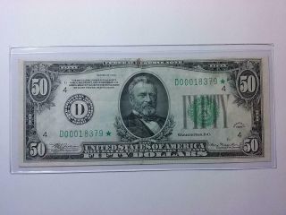 1934 - Cleveland D Star Note - $50 Fifty Dollar Bill - Low - Old Paper Money
