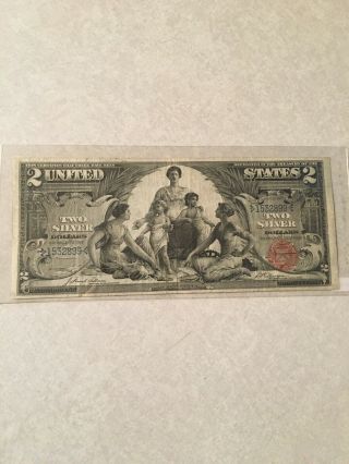 Fr.  247 1896 $2 Two Dollars “educational” Silver Certificate Currency Note