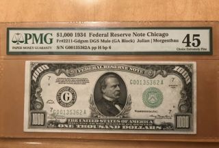 $1,  000 1934 Federal Reserve Note Chicago Fr2211 - G