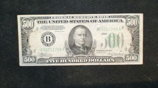 1934 Five Hundred Dollar Federal Reserve York Note Very Fine $500 Bill