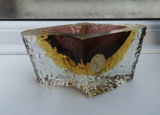Mandruzzato Murano Brown & Amber Sommerso Glass Bowl