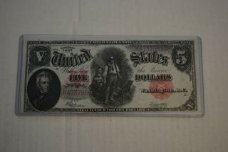 Money Usa 1907 Wood Chopper Andrew Jackson $5 Dollar Legal Currency