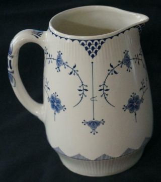 Furnivals Blue Denmark Pattern Jug Pitcher 6.  25 " Tall Made In England Good Cond
