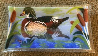 Glass Peggy Karr Fused Glass Wood Duck Rectangular Tray 7.  5 X 13.  5