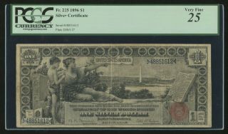 Fr225 $1 1896 Silver Certificate " Education " Note Pcgs 25 Vf Hw6257
