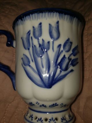 Delftware Royal Twickel Ter Steege Holland Handpainted Blue Tulip Tea Cup/Mug 2