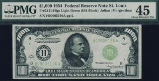 Fr.  2211 1934 $1000 Federal Reserve Note St.  Louis Pmg 45