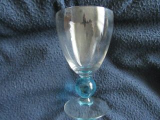 4 Bryce Contour Cerulean Blue Water Goblets Stem 869 5 7/8  Tall