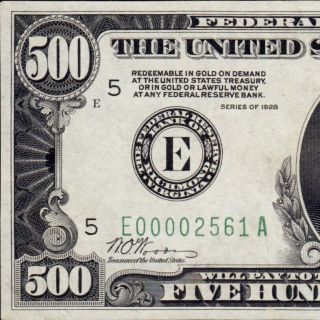 Scarce Near Perfect 1928 $500 Richmond Five Hundred Dollar Bill Fr.  2200e 002561a