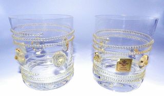 2 Theresienthal Bacchus Amber Crystal Rock Tumbler Glass 3.  5 " Germany