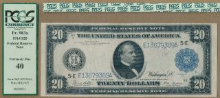 Fr.  983a $20 1914 Federal Reserve Note Pcgs Extremely Fine 40.