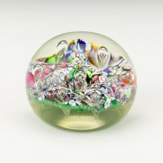 Vintage Paul Ysart Scottish Glass - Millefiori Decorated Paperweight - Lovely