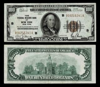 1929 $100 Bill National Currency Federal Reserve Bank Of Ny Xf