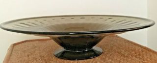 Art Deco Charles Schneider French Large Glass Semi Fluted Footed Bowl Signed