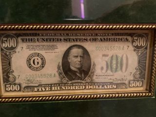 $500 Five Hundred Dollar Bill WASHINGTON,  D.  C.  SERIES OF 1934A.  - IN FRAME 2