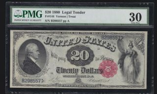 Us $20 1880 " Hamilton " Legal Tender Fr 144 Pmg 30 Vf (- 008)