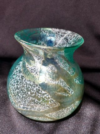 Okra Glass Vintage Iridescent Small Posy Vase Stunning Example