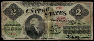 Sc Fr.  41 1862 $2 Two Dollars Legal Tender United States Strong Design Elements
