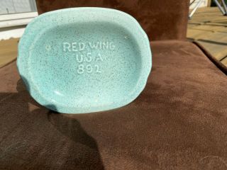 Red Wing USA Aqua Green Blue Speckled Shell Fan Swirl Vase Planter 7.  75 