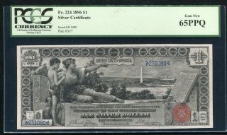 Fr.  224 1896 $1 One Dollar “educational " Silver Certificate Pcgs Gem Unc - 65ppq
