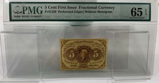 Fr 1229 First Issue 5c Fractional Currency " Perforated Edge " Pmg 65 Epq