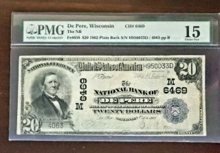1902 $20 The National Bank Of De Pere,  Wi Ch 6469 Pmg 15