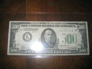 1934 Series A Five Hundred Dollar Federal Reserve Note $500 San Francisco