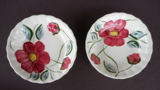 2 Blue Ridge Southern Potteries Vintage Berry Dessert Bowls Becky 5¼ Red Flowers