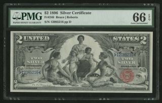 Fr248 $2 1896 Silver Cert " Education " Note Pmg 66 Epq Gem Unc Wln564