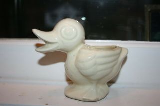Vintage Mccoy Pottery Baby Duck Planter Yellow Marked Usa Duckling Toothpicks