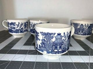 Set of 4 Vintage Blue Willow Churchill Made in England Tea Cups 3