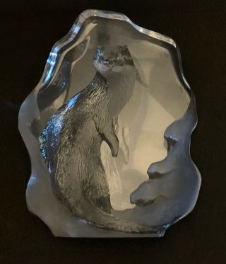 Mats Jonasson Lg.  Rare Leaded Glass Crystal Otter Sculpture Scandinavian