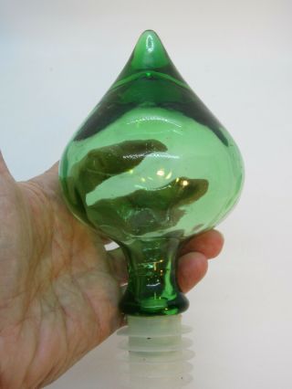 Mid Century Vintage Empoli Italian Large Glass Decanter Bottle Stopper 7 " Tall