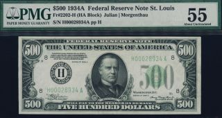 Fr.  2202 1934a $500 Federal Reserve Note St.  Louis Pmg 55