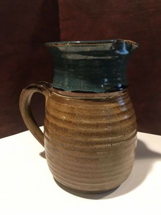 Hand Spun Hand Crafted Double Glazed Two Toned Pitcher 11x8 2