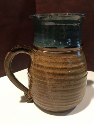 Hand Spun Hand Crafted Double Glazed Two Toned Pitcher 11x8 3