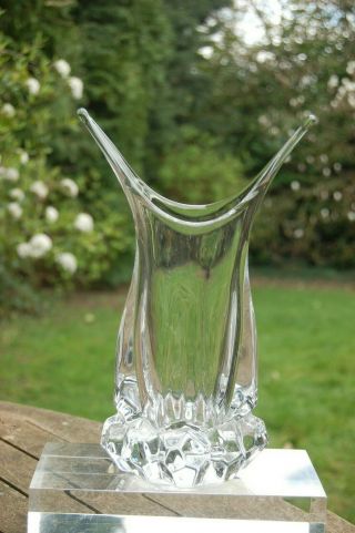 Striking Art Vannes,  France Heavy Crystal Vase - 1960s