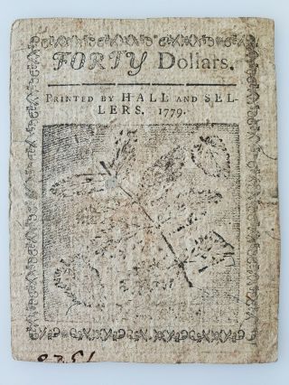 Colonial Currency Jan 14,  1779 The United States $40 Forty Dollars 2