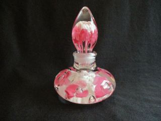Joe St Clair Pink Flowers Controlled Bubble Perfume Bottle/art Glass/paperweight