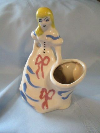 Vintage 1940s Weil Ware California Pottery Lady Planter Vase Figurine