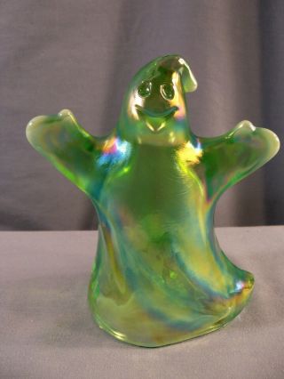 Fenton Green Opalescent & Iridescent Carnival Glass Ghost Figurine