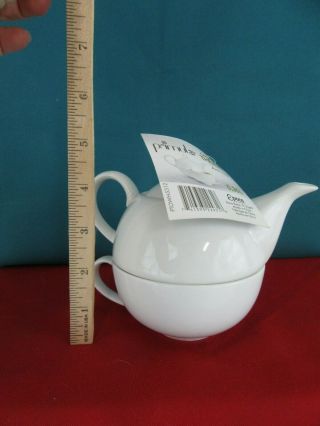 Primula White Porcelain Teapot With Cup 12 Ounces With Tag And Instructions