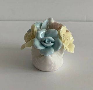 Vintage Candle Holder Small Swan Capodimonte Style Flowers 3